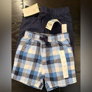 First Impressions NWT 2 pack 6-9 months. Shorts plaid and solid blue.